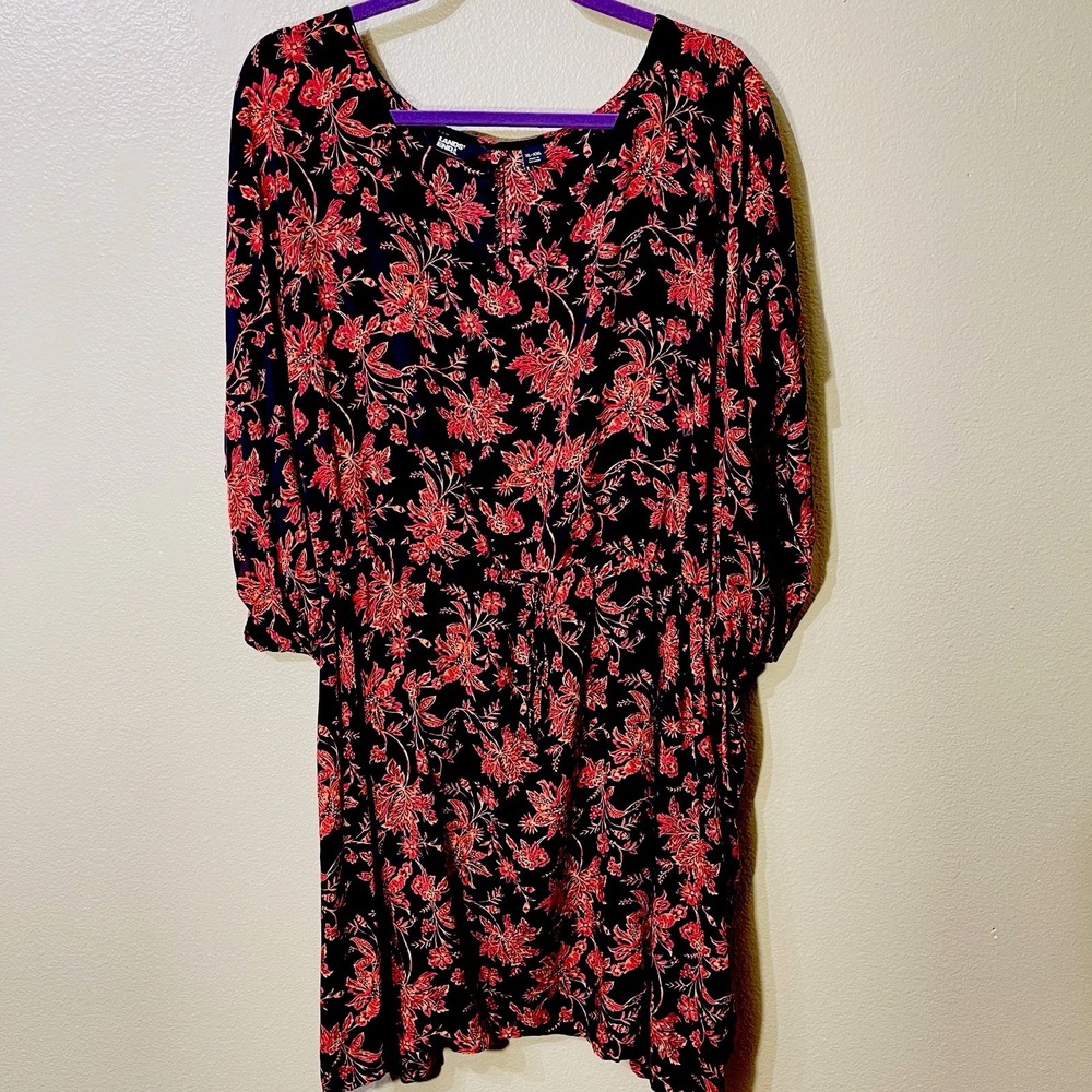 Lands End Swim Cover Up Tunic Floral Purple Plum Orange‎ Stretch Waist Sz XL XXL